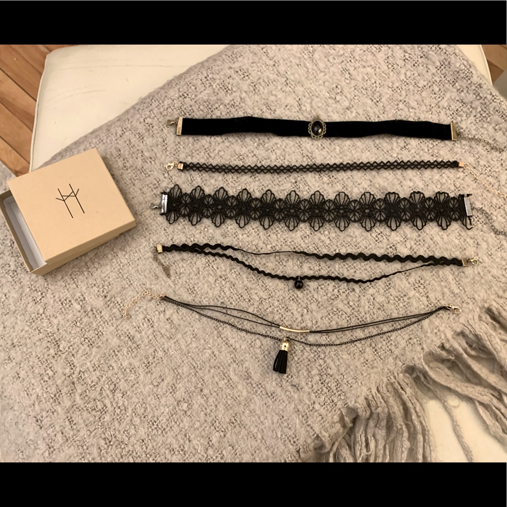 Set Of Five Lace & Velvet Chokers- Purchased On Etsy, Never Worn!
